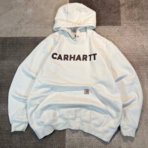 Carhartt Mens Loose Fit Graphic Hoodie Cream White 105199 Large Regular